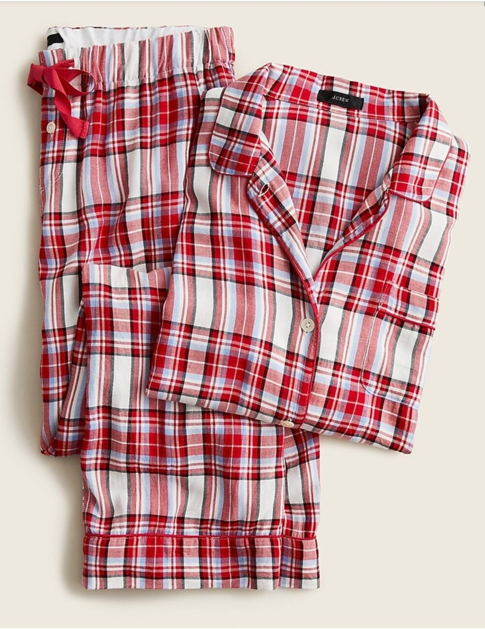 J. Crew Flannel Long Sleeve Pajama Set in Vintage Plaid BD210